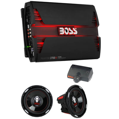 Boss 3700W 5 Channel Car Audio Amplifier & 12 Inch 2300 Watt Subwoofers (2 Pack)