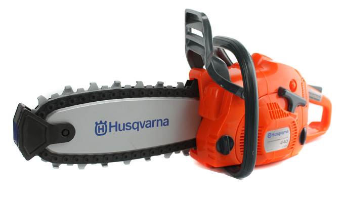 Husqvarna Battery Powered Kids Toy Lawn Mower, Lawn Trimmer, & Chainsaw