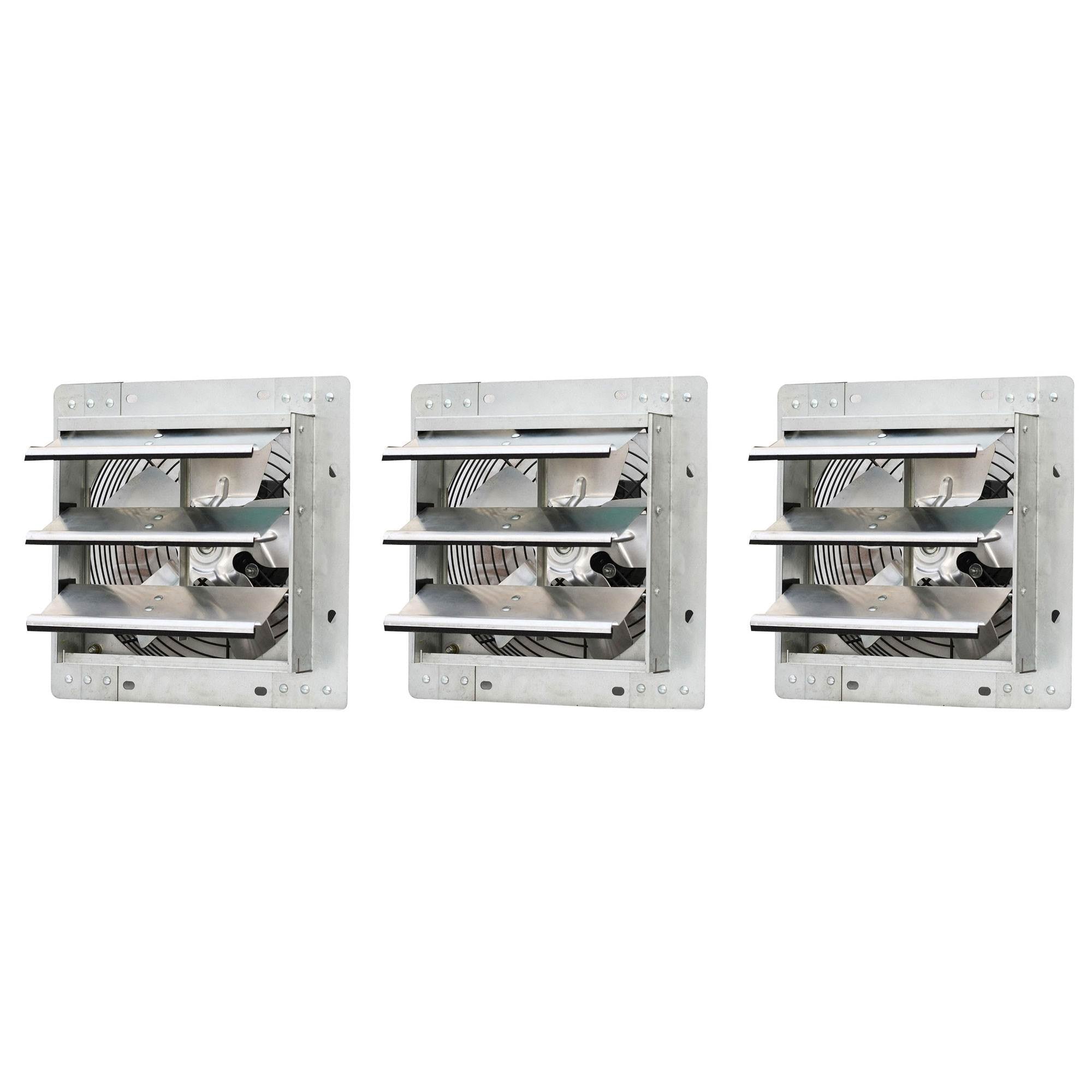 iLiving 10 Inch Variable Speed Wall Mounted Steel Shutter Exhaust Fan (3 Pack)