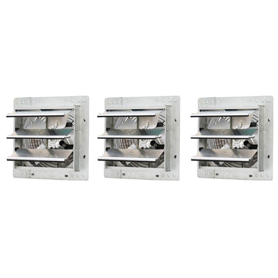 iLiving 10 Inch Variable Speed Wall Mounted Steel Shutter Exhaust Fan (3 Pack)