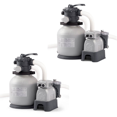 Intex 2100 GPH Krystal Clear Sand Filter Above Ground Pool Pump System (2 Pack)