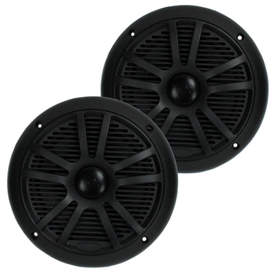 BOSS Audio MR6B 6.5" 180W Dual Cone Marine Full Range Speakers, Black (12 Pack)