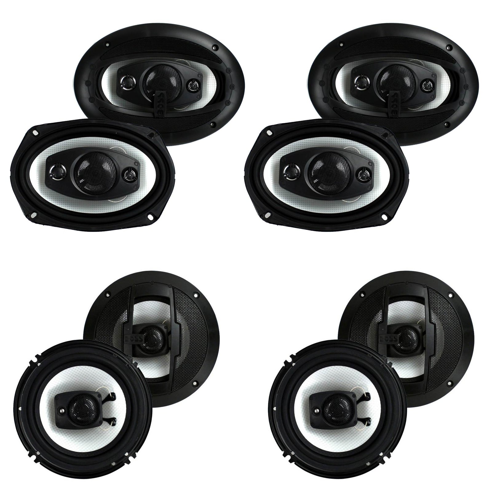 Boss 6" x 9" 500W 4 Way Speakers (4 Pack) & 6.5" 300W 3 Way Speakers (4 Pack) - VMInnovations