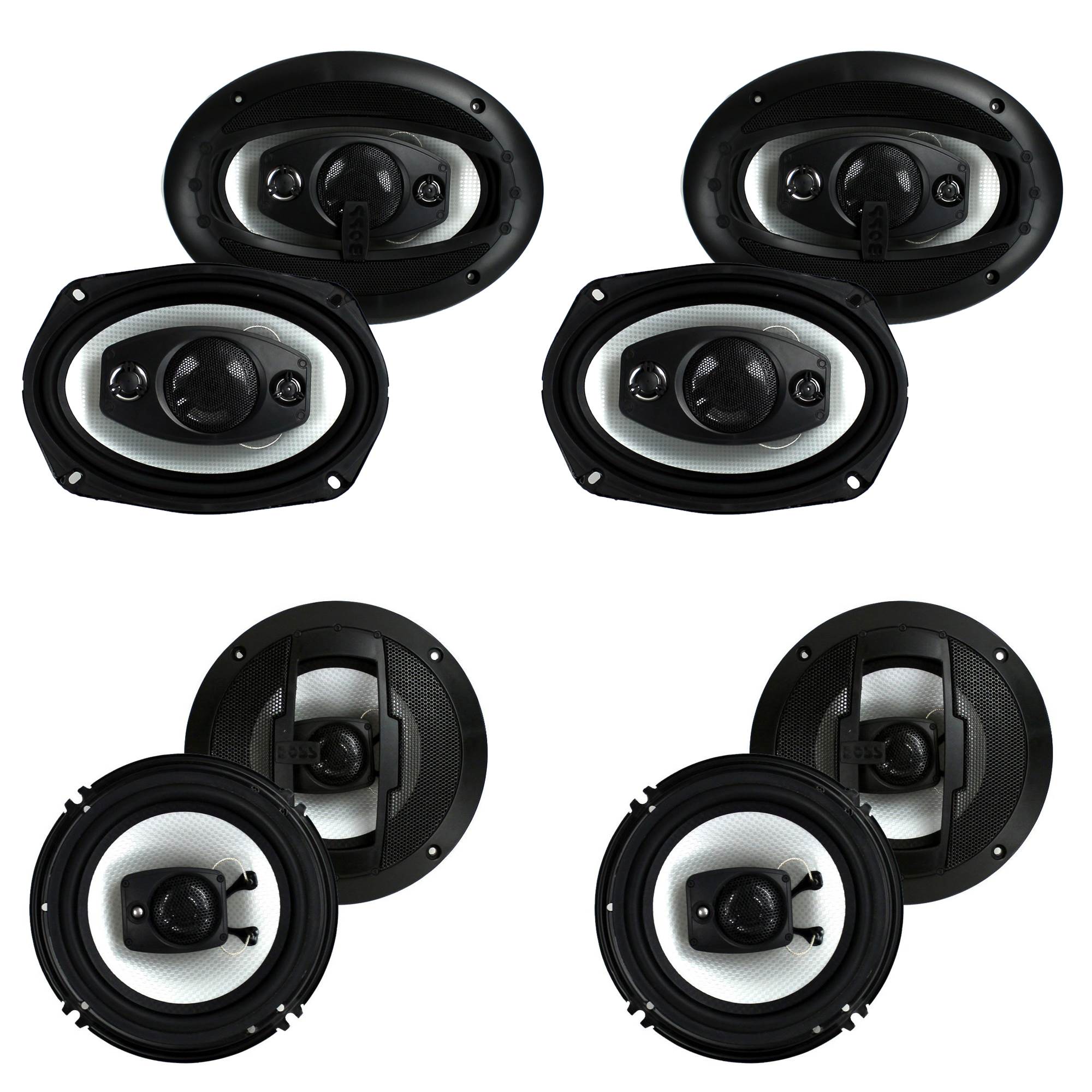 Boss 6" x 9" 500W 4 Way Speakers (4 Pack) & 6.5" 300W 3 Way Speakers (4 Pack) - VMInnovations
