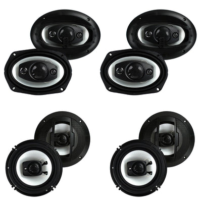 Boss 6" x 9" 500W 4 Way Speakers (4 Pack) & 6.5" 300W 3 Way Speakers (4 Pack) - VMInnovations