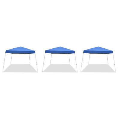 Caravan Canopy V Series 2 12' x 12' Entry Level Angled Leg Canopy, Blue (3 Pack)