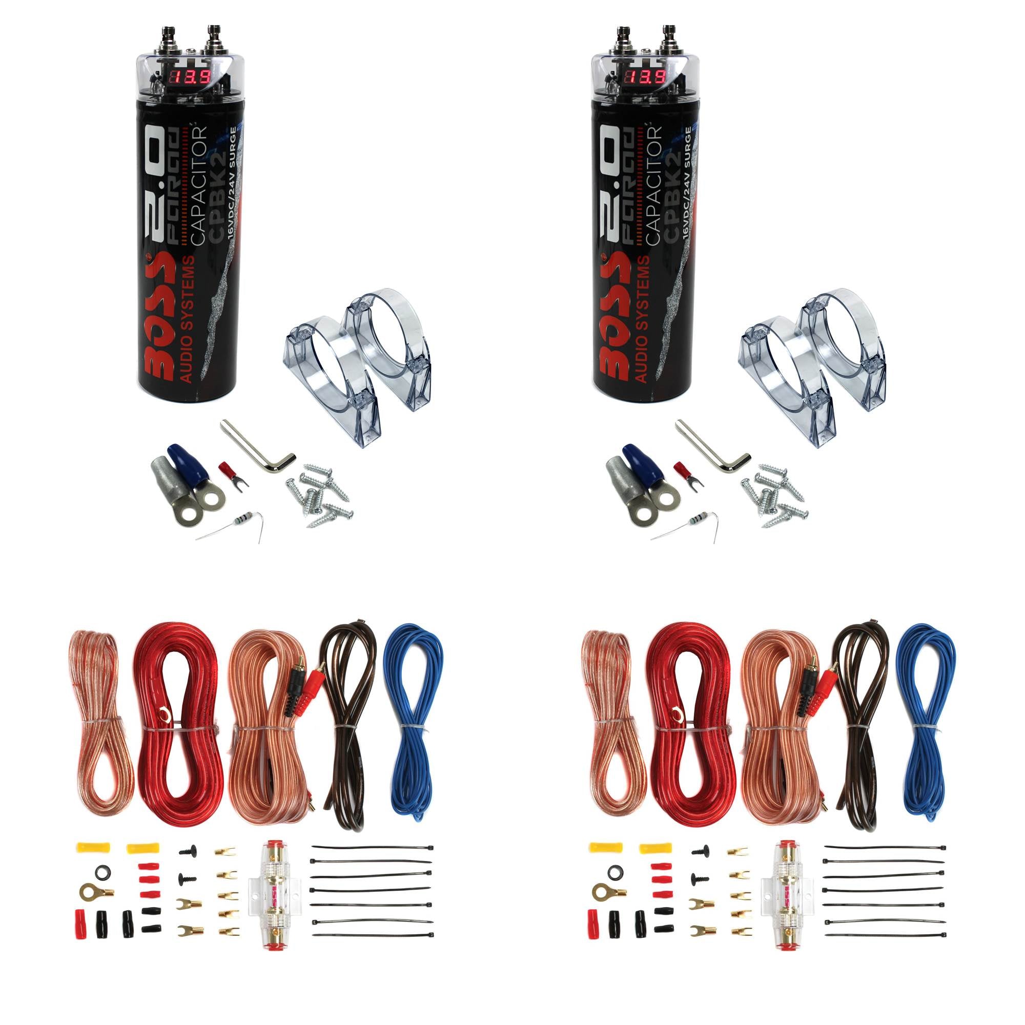 Soundstorm 8 Gauge Amp Wiring Kit (2 Pack) & 20 Volt Power Capacitor (2 Pack)
