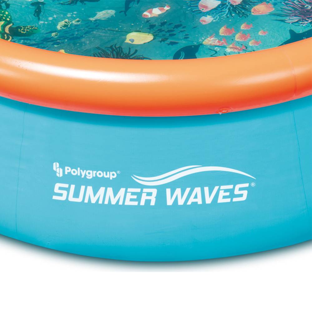 Summer Waves 8ft x 30in Inflatable Kids Pool & 8ft Above Ground Pool Cover