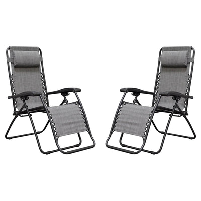 Caravan Canopy Infinity Zero Gravity Steel Frame Patio Deck Chair, Grey (6 Pack)