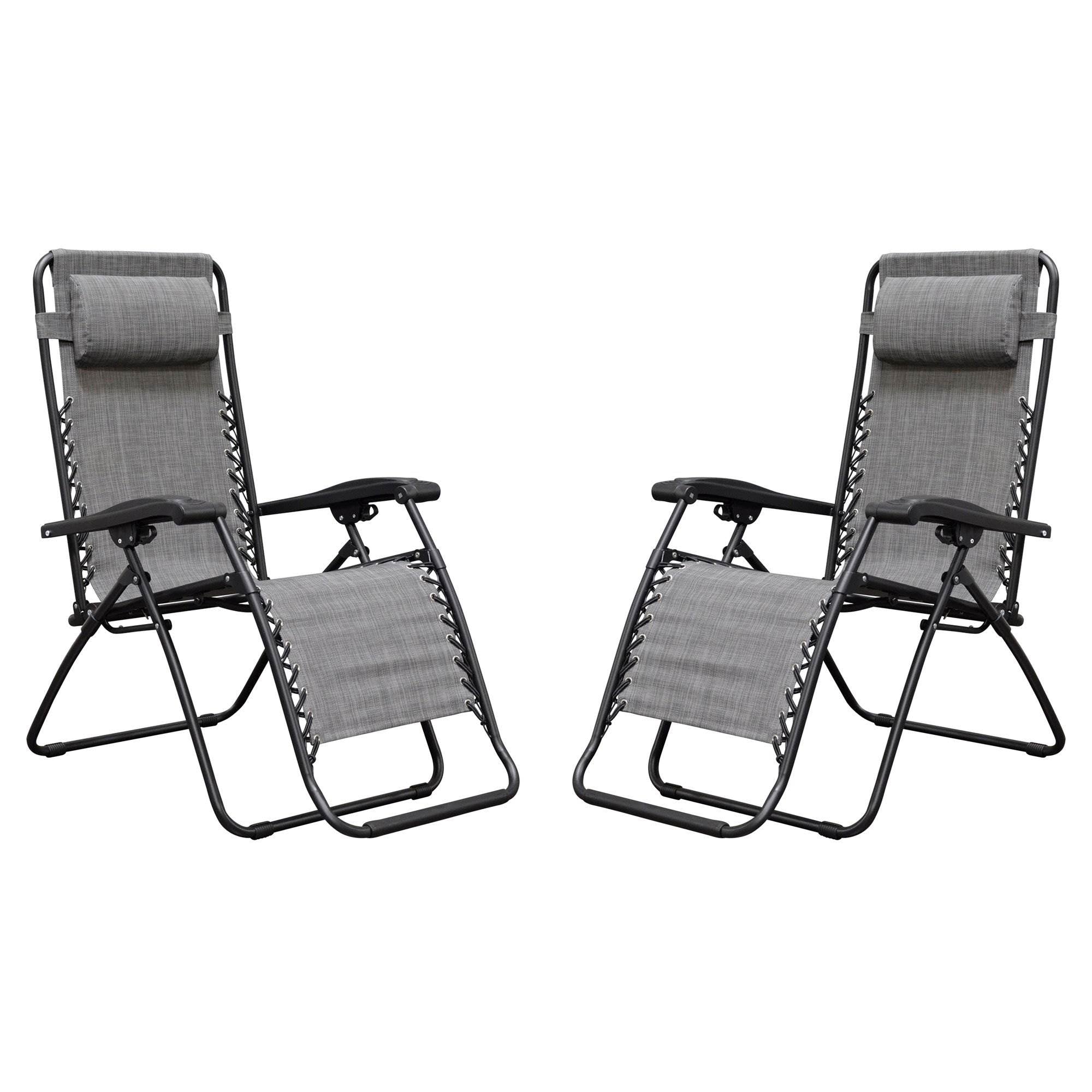 Caravan Canopy Infinity Zero Gravity Steel Frame Patio Deck Chair, Grey (4 Pack)
