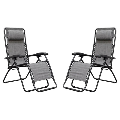 Caravan Canopy Infinity Zero Gravity Steel Frame Patio Deck Chair, Grey (4 Pack)