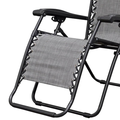 Caravan Canopy Infinity Zero Gravity Steel Frame Patio Deck Chair, Grey (4 Pack)