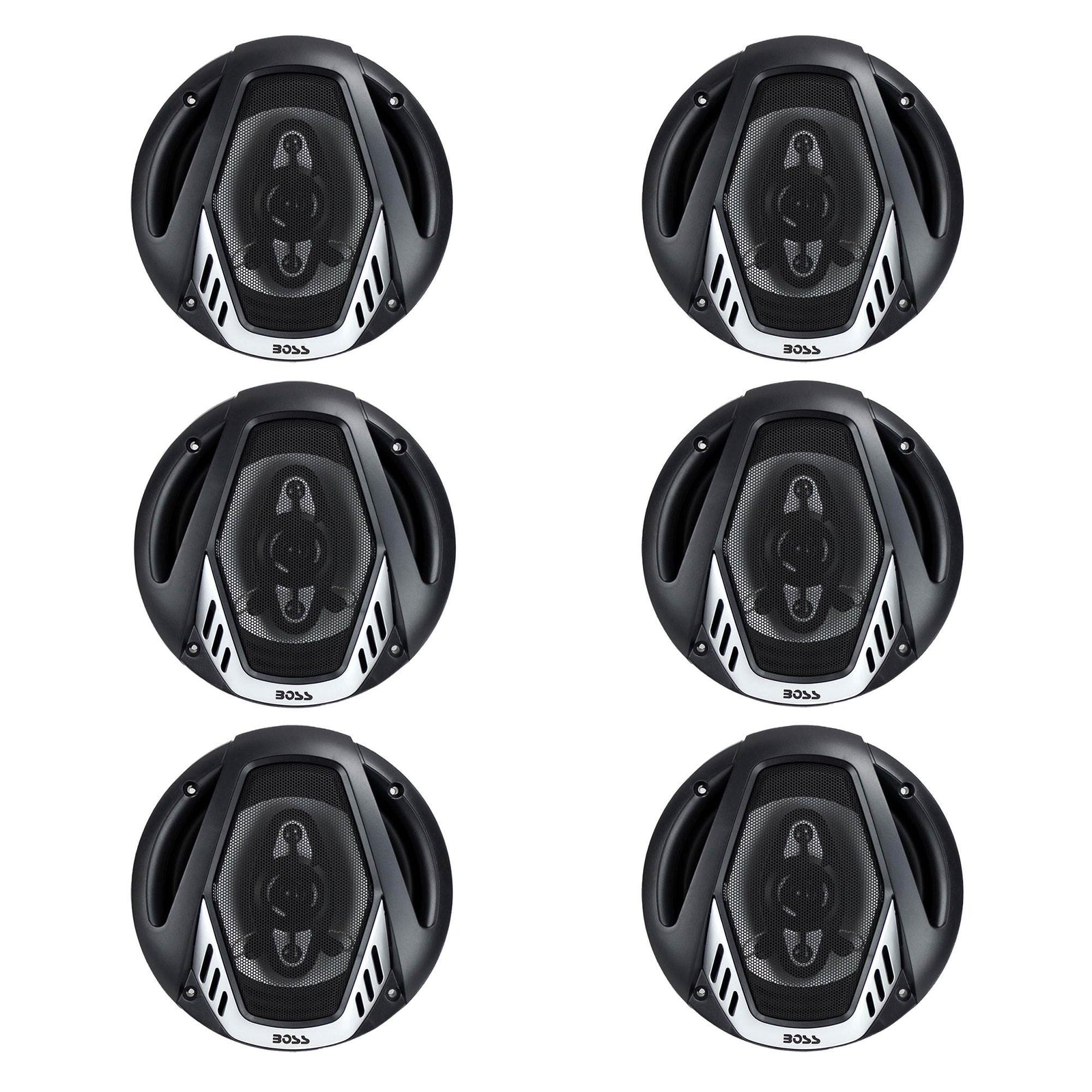 BOSS NX654 6.5" 400W 4-Way Car Audio Coaxial Speakers Stereo, Black (6 Speakers) - VMInnovations