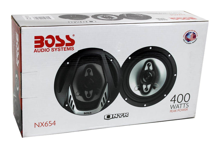 BOSS NX654 6.5" 400W 4-Way Car Audio Coaxial Speakers Stereo, Black (6 Speakers)