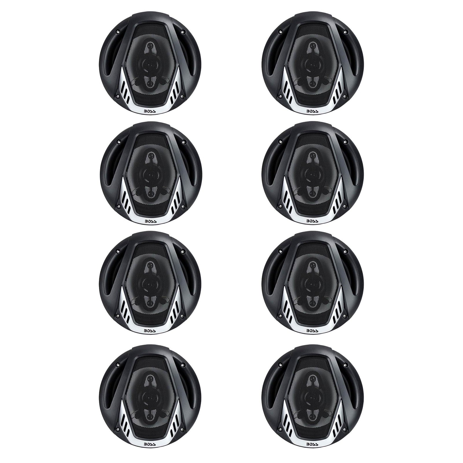BOSS NX654 6.5" 400W 4-Way Car Audio Coaxial Speakers Stereo, Black (8 Speakers) - VMInnovations
