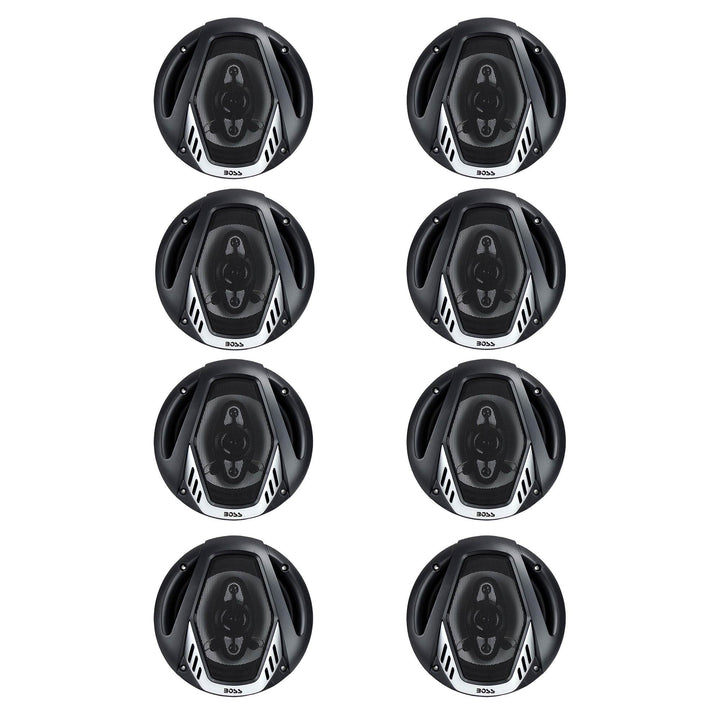 BOSS NX654 6.5" 400W 4-Way Car Audio Coaxial Speakers Stereo, Black (8 Speakers)