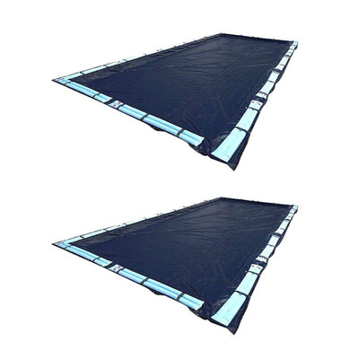 Swimline 25 x 45' Dark Blue Rectangular In Ground Swimming Pool Cover (2 Pack)