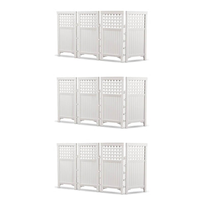 Suncast Outdoor Garden Yard 4 Panel Screen Enclosure Gated Fence, White (3 Pack)