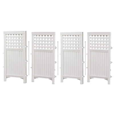 Suncast Outdoor Garden Yard 4 Panel Screen Enclosure Gated Fence, White (3 Pack)