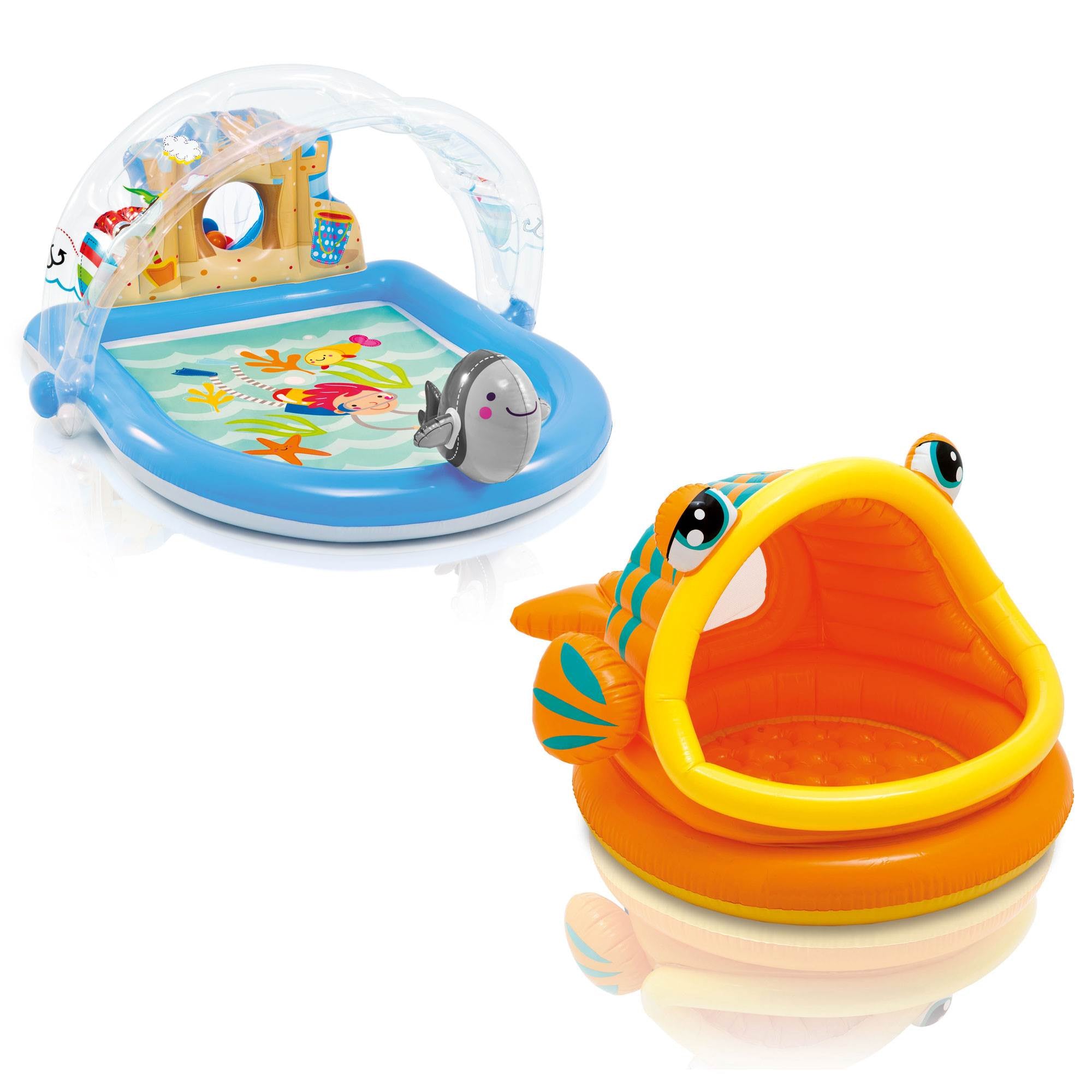 Intex Lazy Fish Shade Baby Swimming Pool & Intex Summer Lovin' Beach Kiddie Pool