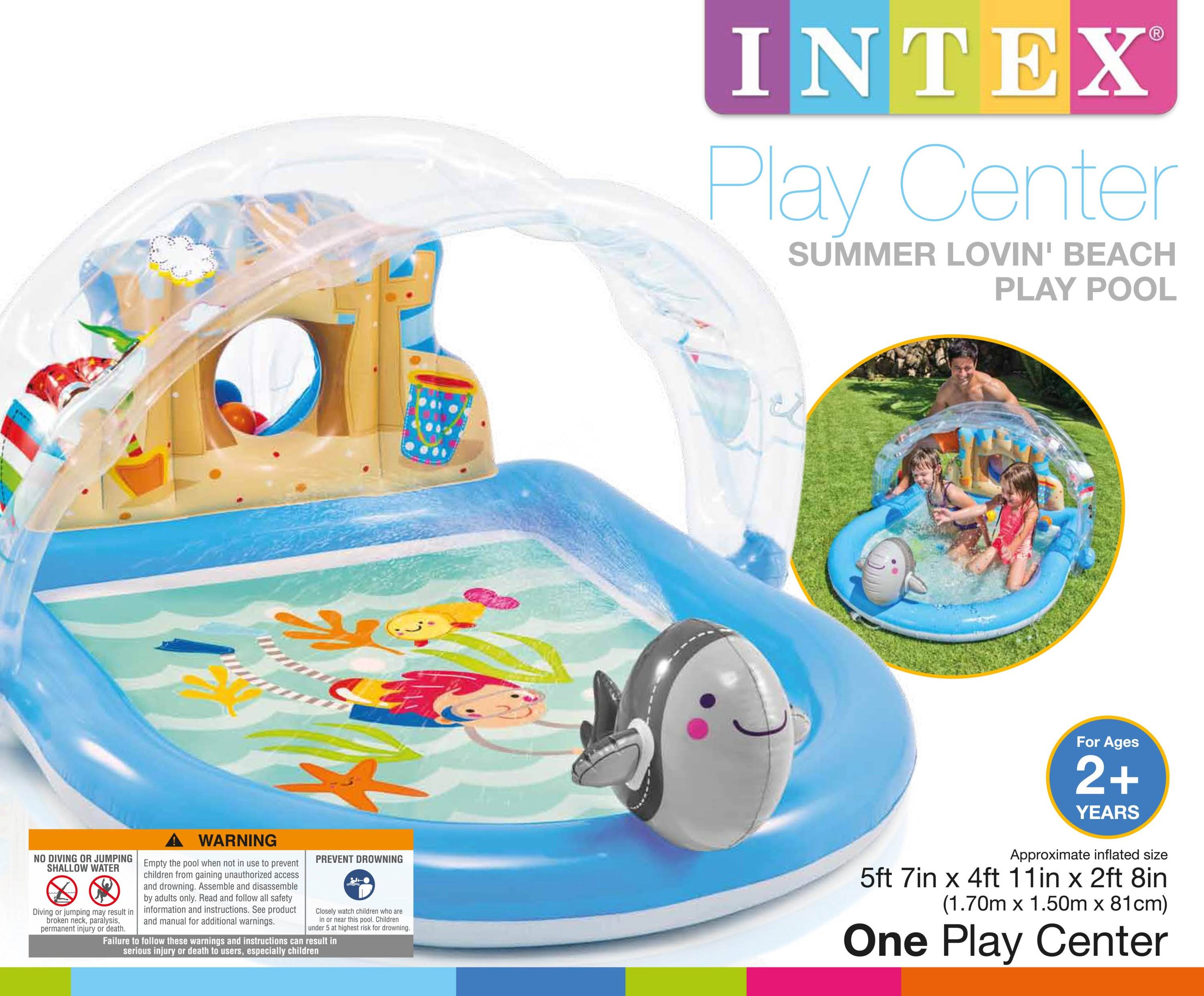 Intex Lazy Fish Shade Baby Swimming Pool & Intex Summer Lovin' Beach Kiddie Pool