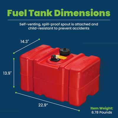 Scepter Eco Friendly OEM Tall Profile 12 Gallon Portable Marine Fuel Tank, Red