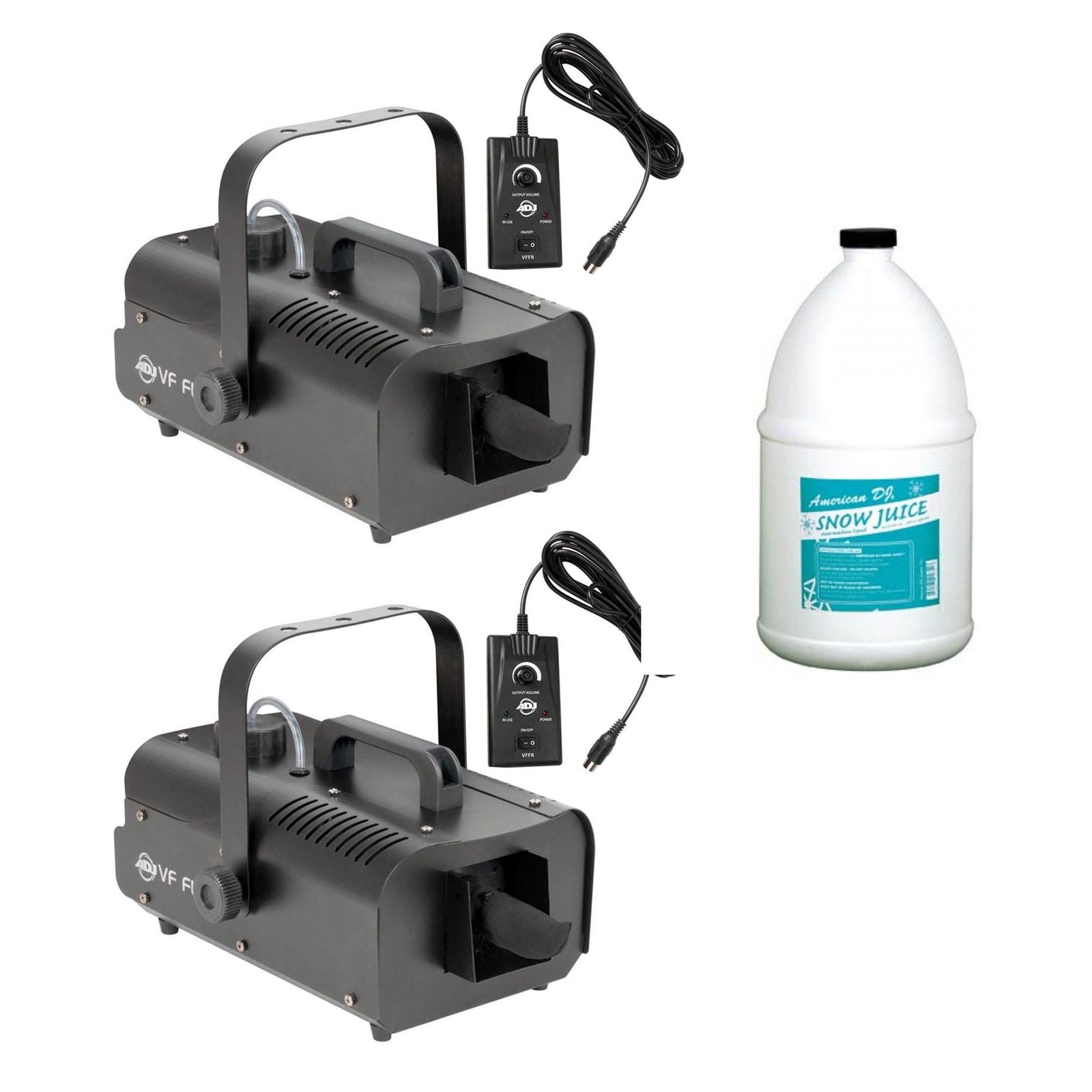 2) American DJ 600W Snow Machine w/ Wired Remote & American DJ Snow Fluid, 1 Gal - VMInnovations