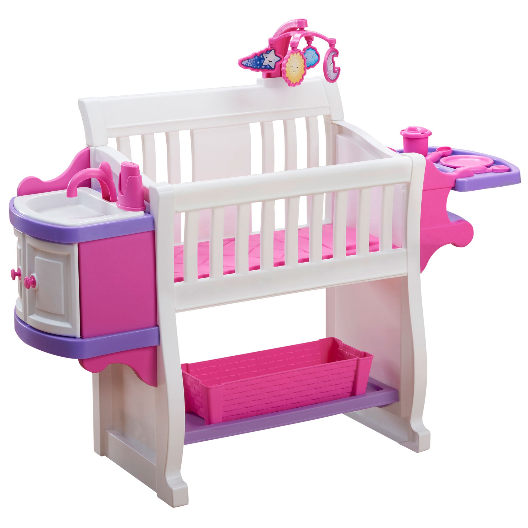 American Plastic Toys Nursery Kids Baby Doll Crib Play Set, Pink (Open Box) - VMInnovations