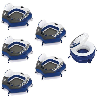 Intex River Run Connect Lounge Inflatable Tube (5 Pack) & Inflatable Cooler