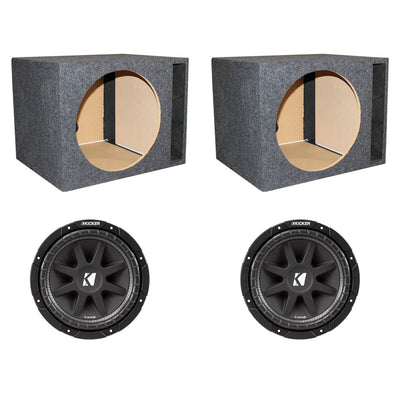 Kicker 15" 600W Car Audio Power Subwoofer (2 Pack) & 15" Vented Sub Box (2 Pack)