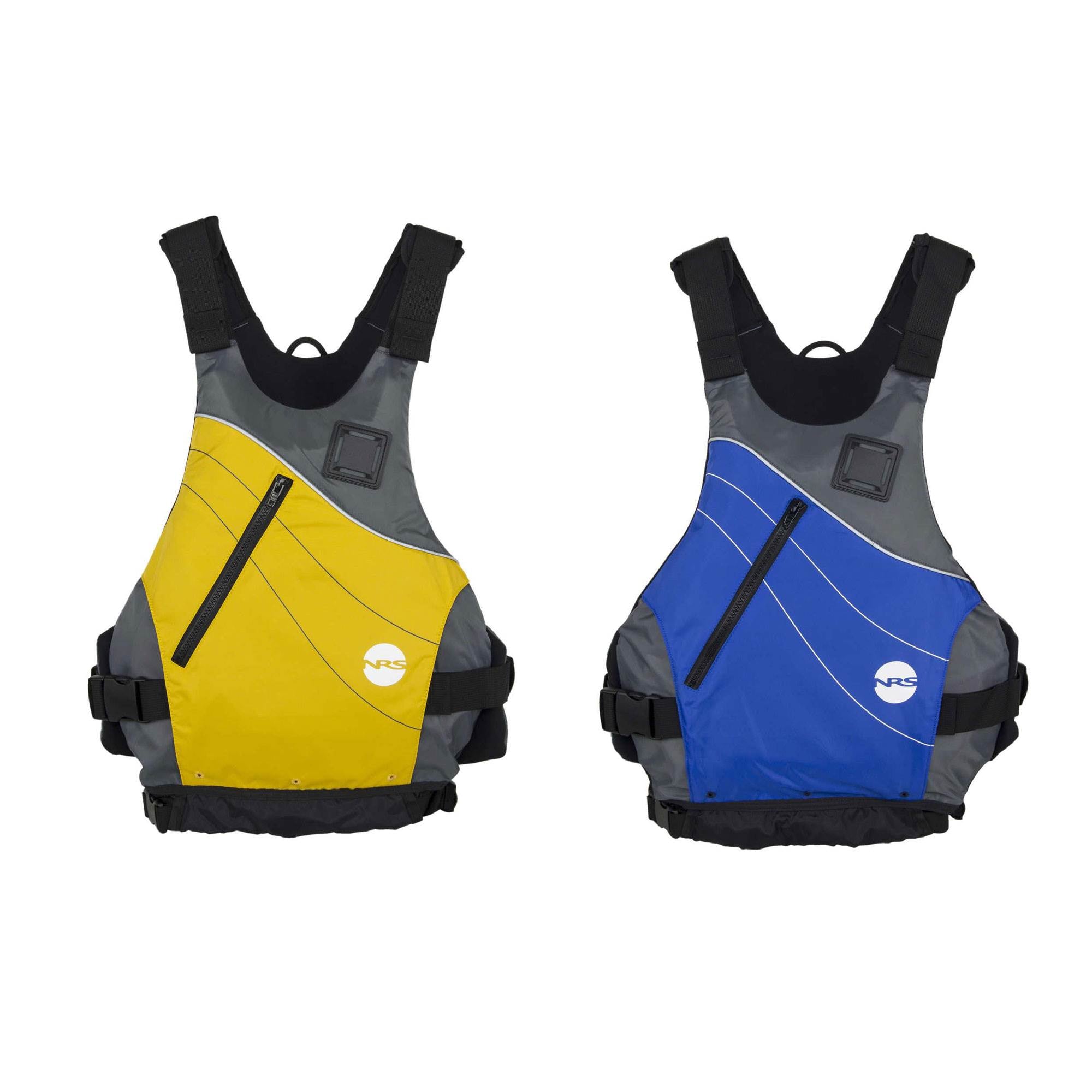 NRS Vapor Adult Small/Medium Life Jacket, Yellow & Large XL Life Jacket, Blue