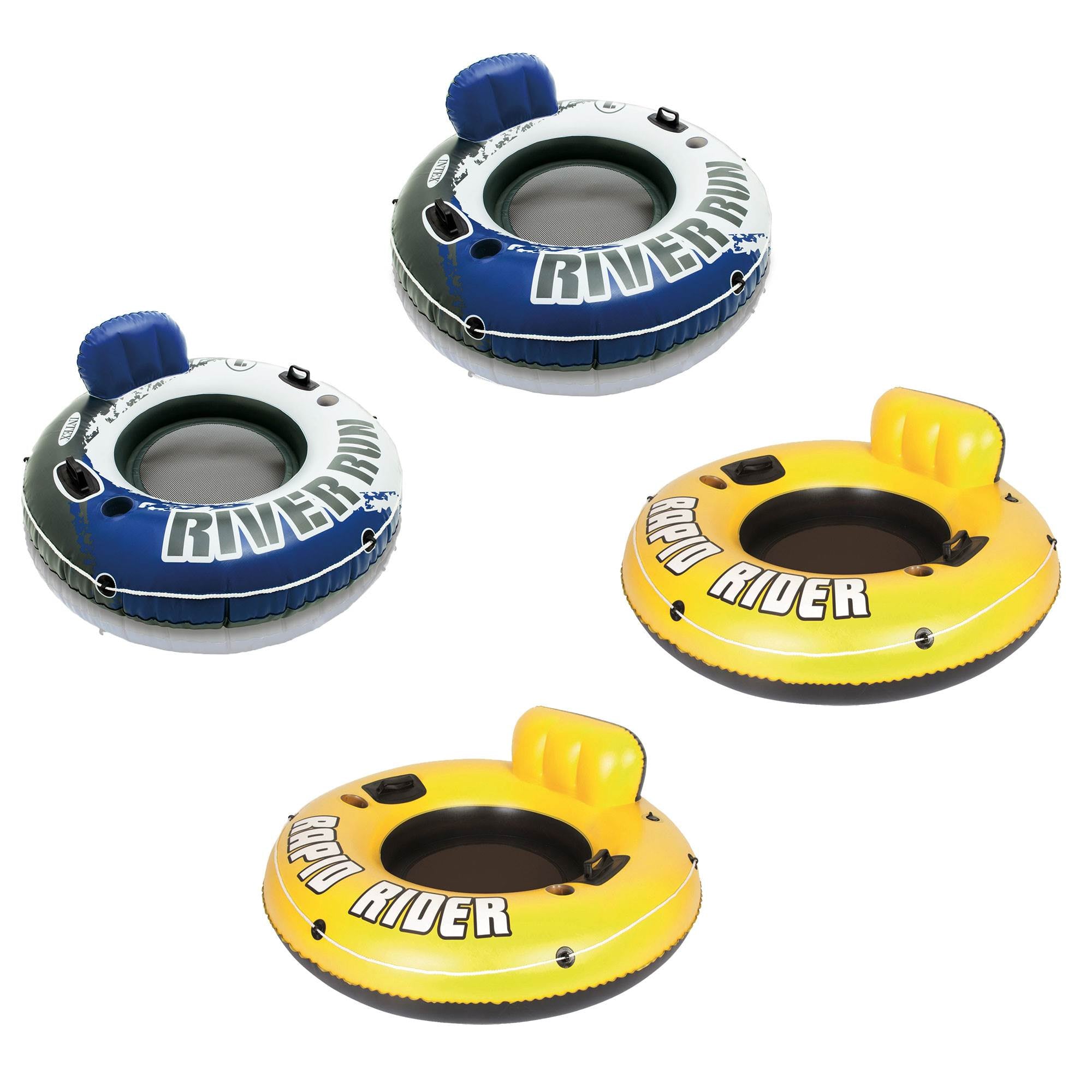 Bestway Rapid Rider 53" Inflatable Tube (2 Pack) & Intex River Run Tube (2 Pack)