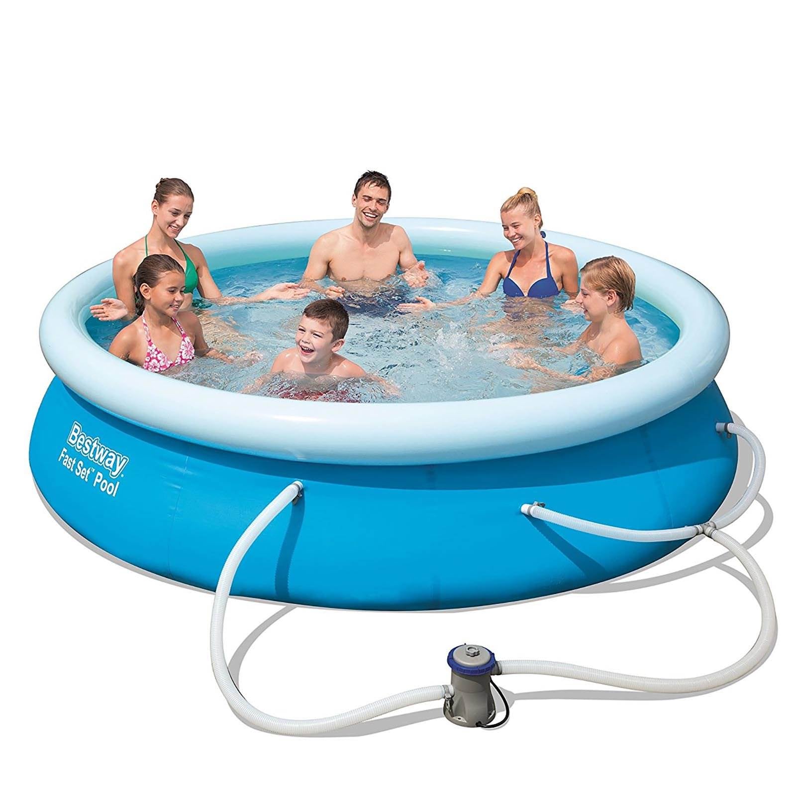 Bestway 10ft x 30in Fast Inflatable Above Ground Swimming Pool & Pump (2 Pack)