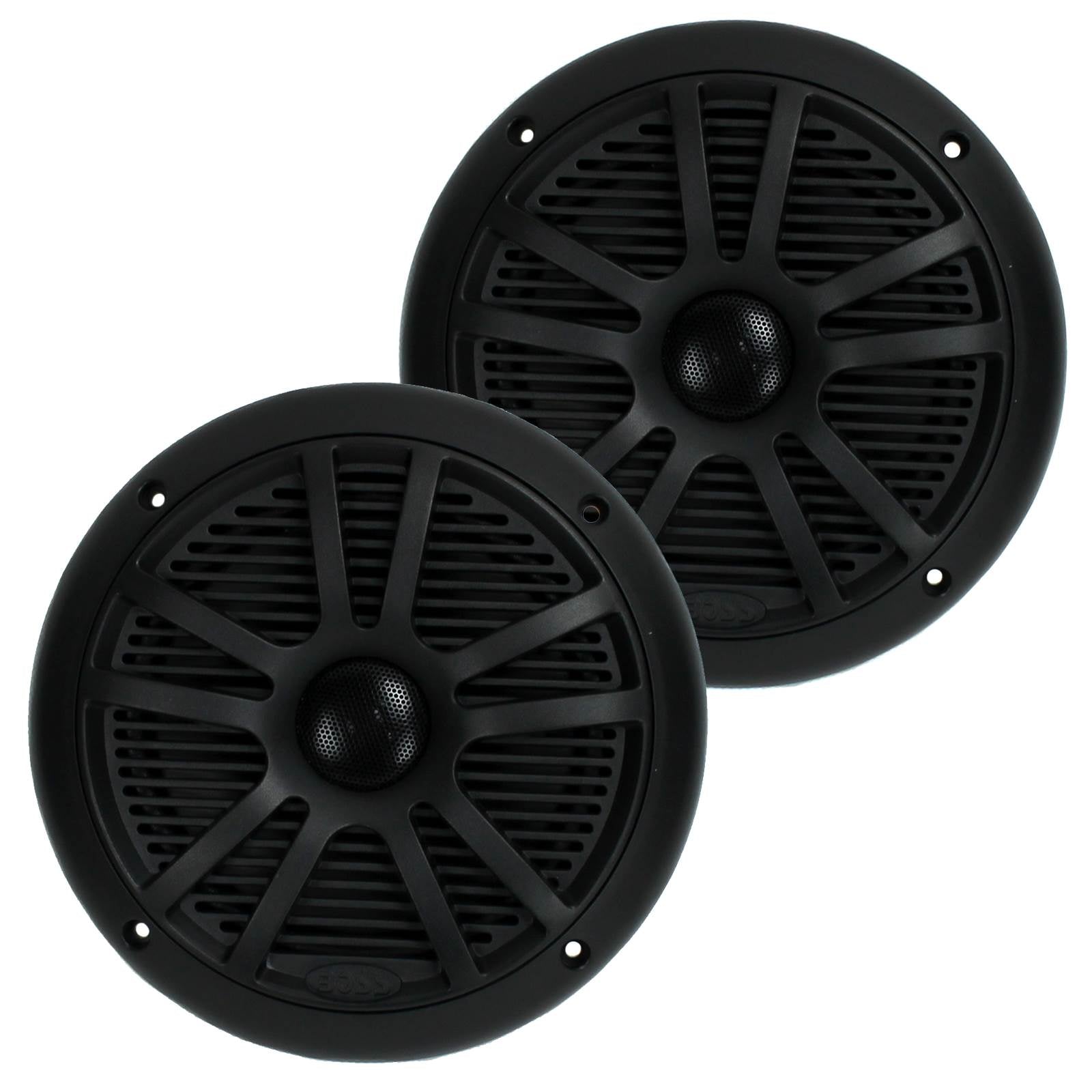 BOSS Audio MR6B 6.5 Inch 180W Dual Cone Black Marine Audio Speakers (6 Pack) - VMInnovations