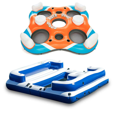 Intex Oasis Island 5-Person Lounge Raft & Bestway Rapid Rider 4-Person Island - VMInnovations