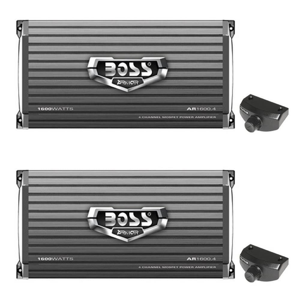 Boss Audio 1600 Watt 4 Channel Car Amplifier Power Audio with Remote (2 Pack)