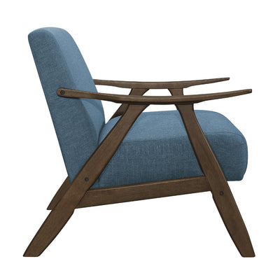 Lexicon Damala Collection Retro Inspired Wood Frame Home Accent Chair Seat, Blue