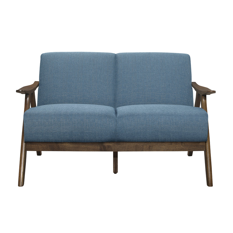 Lexicon 1138BU-2 Damala Collection Retro Inspired Love Seat Couch, Blue (Used)