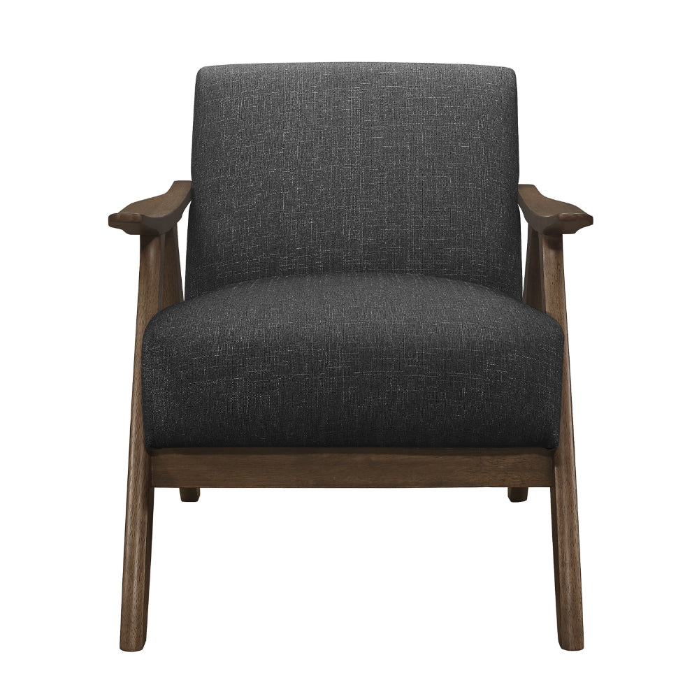 Lexicon Damala Collection Retro Inspired Wood Accent Chair, Dark Grey (2 Pack)