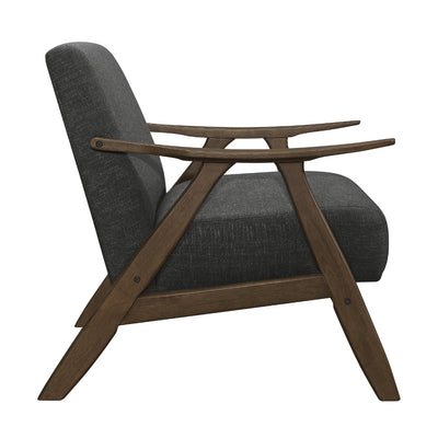 Lexicon Damala Collection Retro Inspired Wood Accent Chair, Dark Grey (2 Pack)