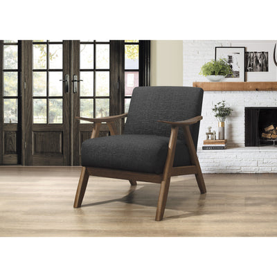 Lexicon Damala Collection Retro Inspired Wood Accent Chair, Dark Grey (2 Pack)