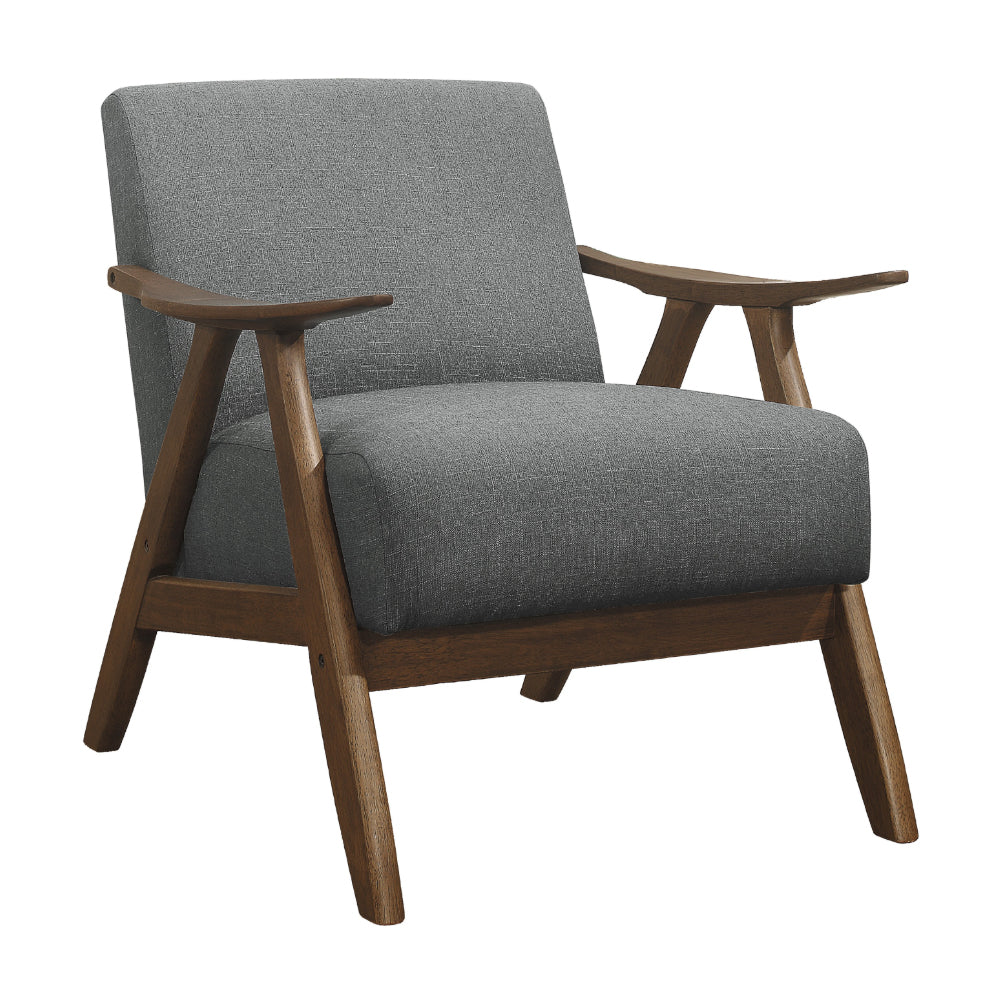 Lexicon Damala Collection Retro Inspired Wood Frame Home Accent Chair Seat, Grey
