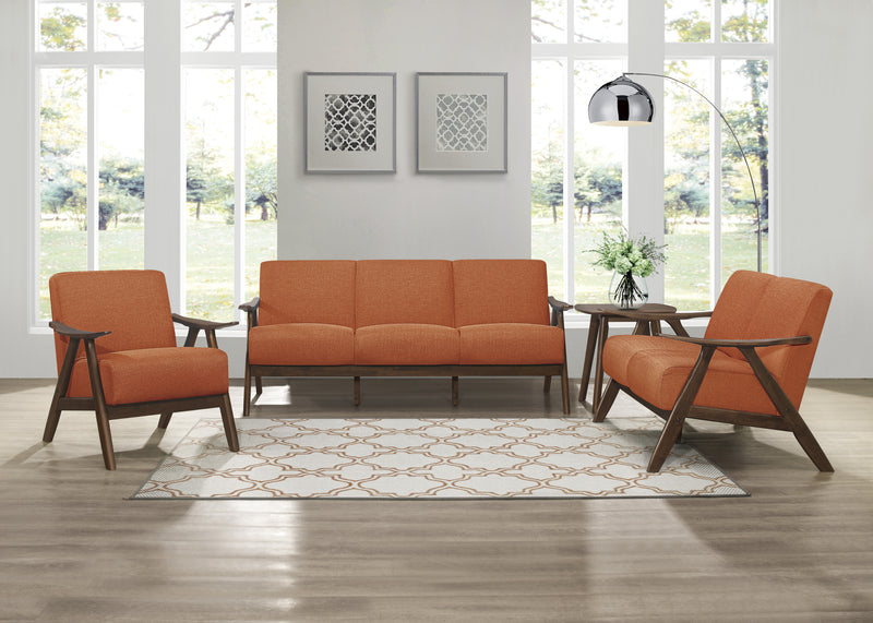 Lexicon Damala Collection Retro Inspired 3 Seat Sofa Couch, Orange (Open Box)