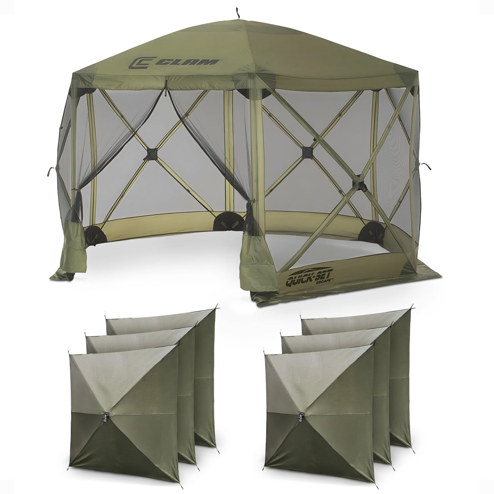 CLAM Quick-Set Escape Portable Outdoor Gazebo Canopy Shelter and 6 Wind Panels - VMInnovations