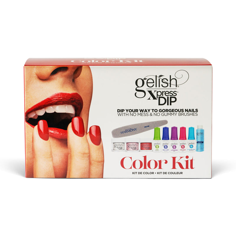 Gelish Xpress Soak Off Acrylic Nail Dip Powder Color Set with Harmony Buffer