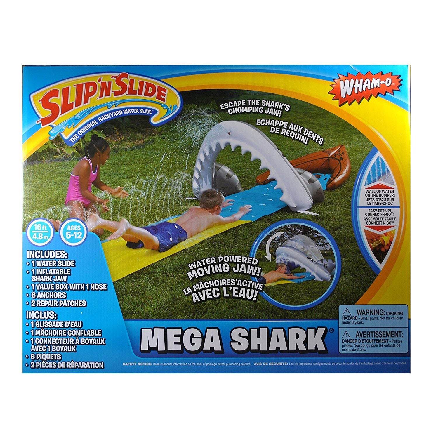 Wham O 16 Foot Backyard and Lawn Mega Shark Slip N Slide Water Slide Toy (Used)