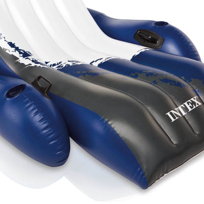 Intex Inflatable Floating Pool Recliner & 2 Person Tube w/ Cooler & Repair Kit - VMInnovations