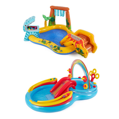 Intex 8ft x 6.25ft x 43in Dinosaur Play Pool & Inflatable Rainbow Play Pool - VMInnovations