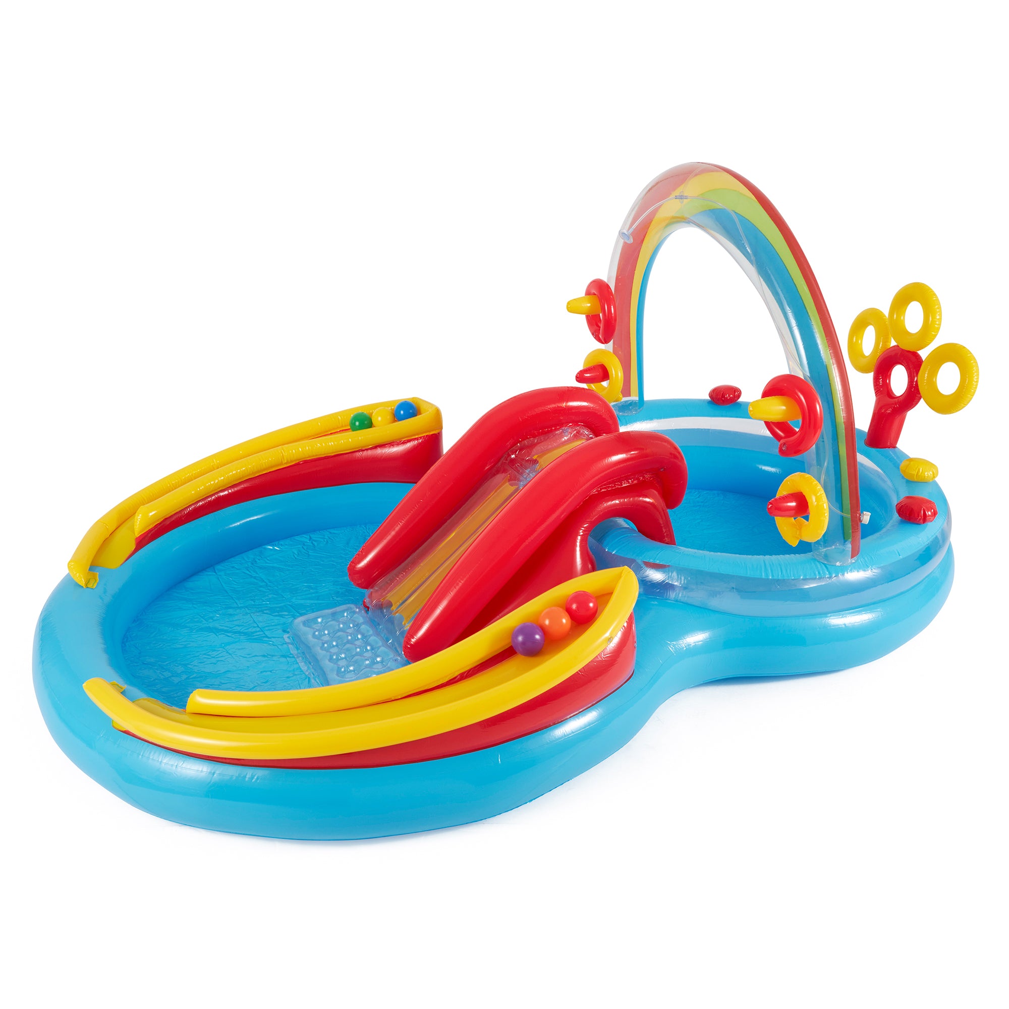 Intex 8ft x 6.25ft x 43in Dinosaur Play Pool & Inflatable Rainbow Play Pool - VMInnovations