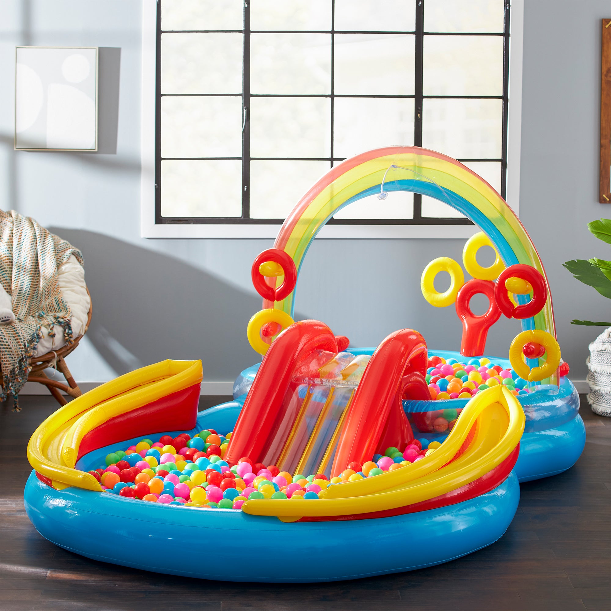 Intex 8ft x 6.25ft x 43in Dinosaur Play Pool & Inflatable Rainbow Play Pool - VMInnovations